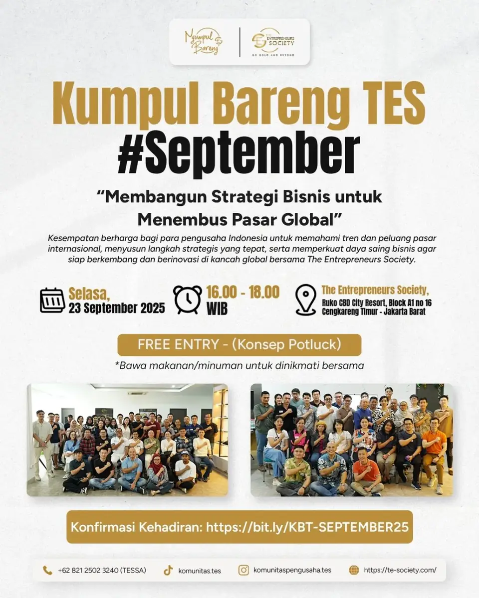 Community & speaking event – Siap kembangin bisnis kamu ke pangsa pasar internasionalDi Kumpul Bareng TES September,…